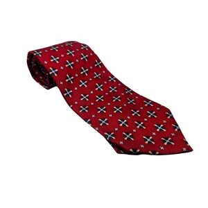 G. J. CAHN Red Silk Necktie Men's Tie‎ Geometric Pattern Hand Sewn in USA 58"